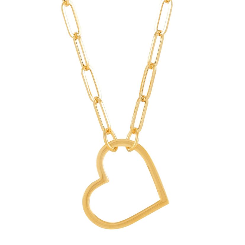 14K Yellow Gold Open Heart Necklace