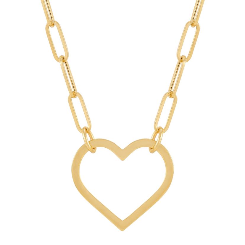 14K Yellow Gold Open Heart Necklace
