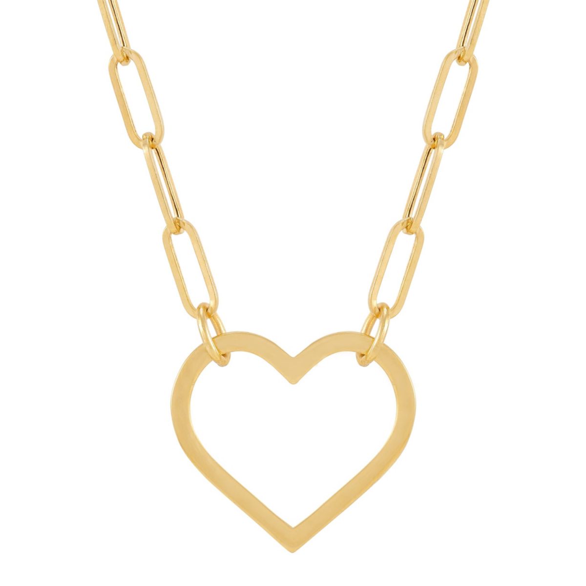 14K Yellow Gold Open Heart Necklace