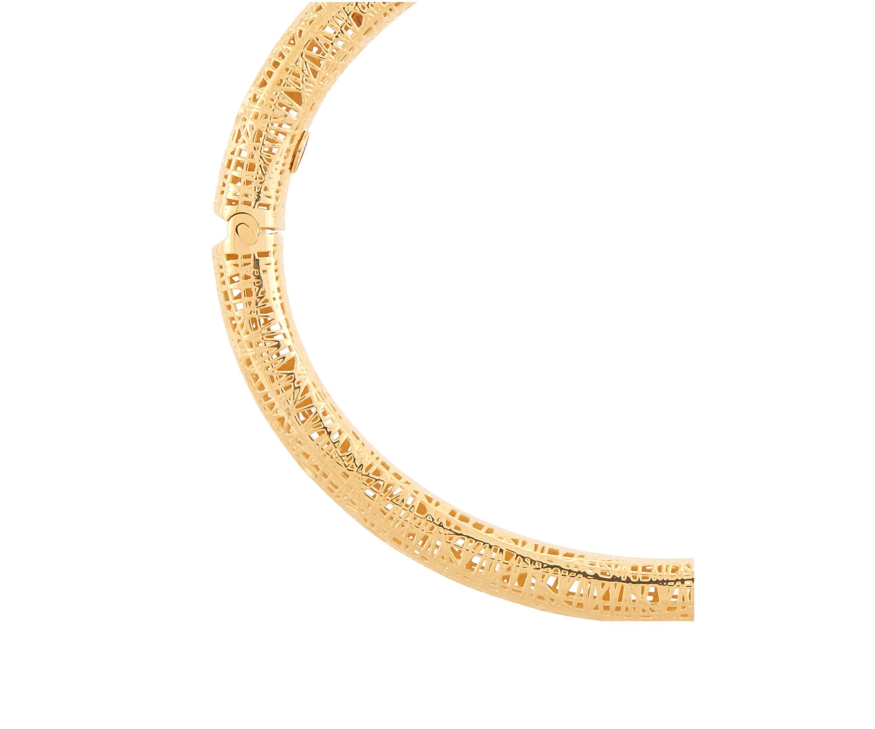 Hinged Web Design Bangle Bracelet in 14K Yellow Gold