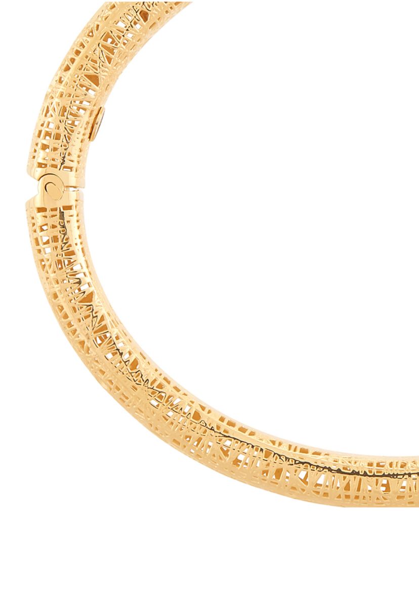 Hinged Web Design Bangle Bracelet in 14K Yellow Gold