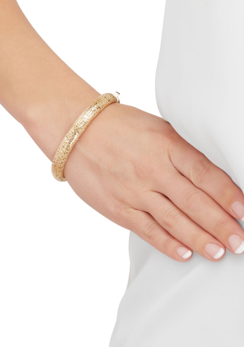 Hinged Web Design Bangle Bracelet in 14K Yellow Gold