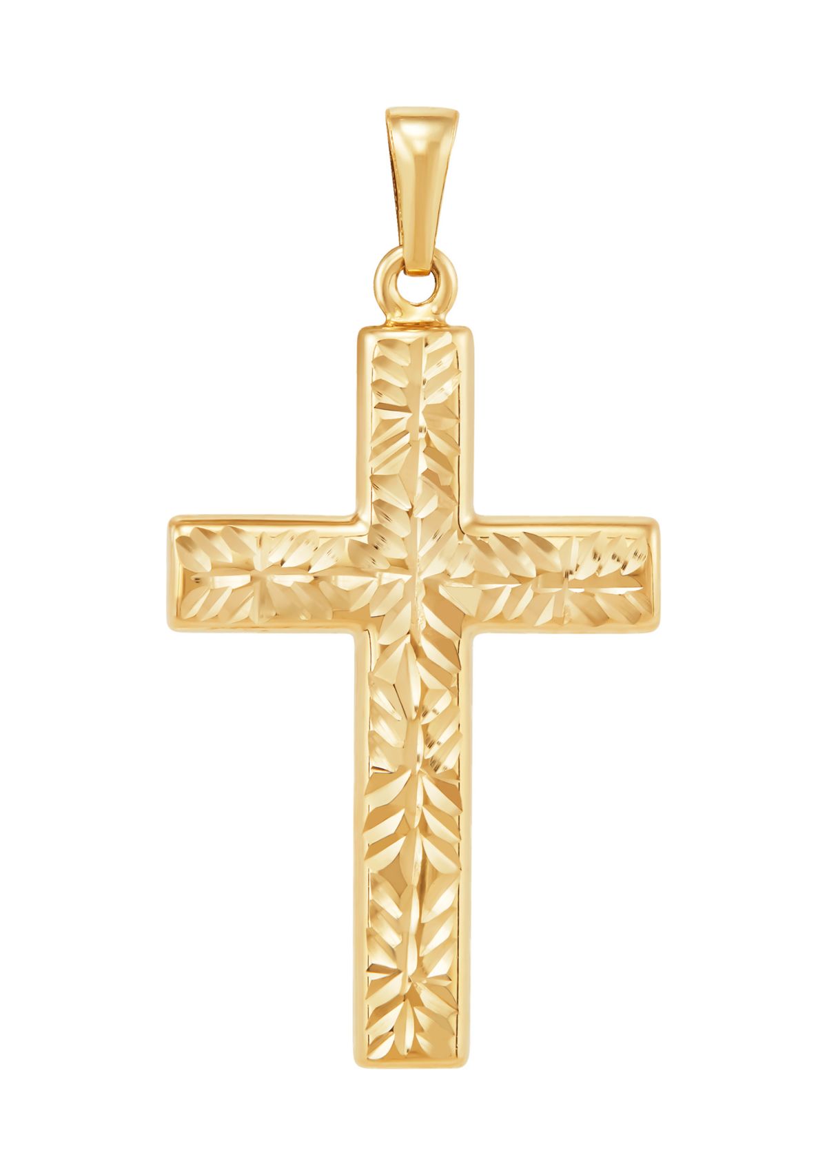Hollow Reversible Cross Pendant in 14K Yellow Gold