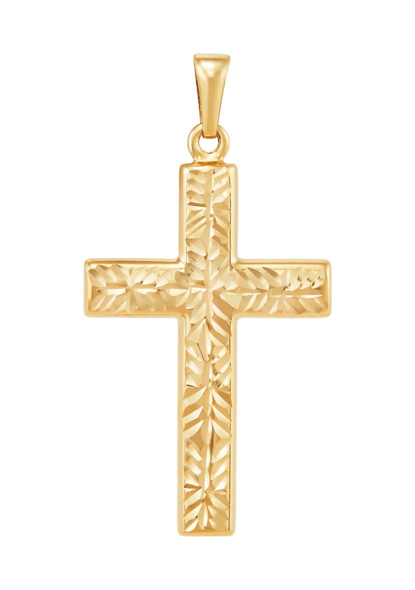 Hollow Reversible Cross Pendant in 14K Yellow Gold