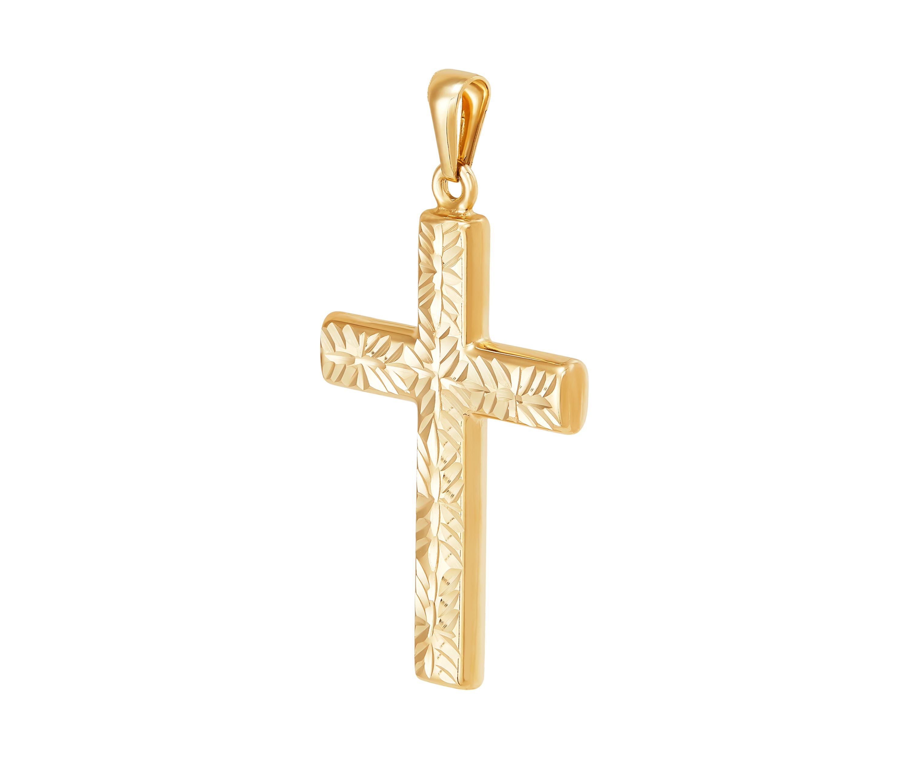 Hollow Reversible Cross Pendant in 14K Yellow Gold