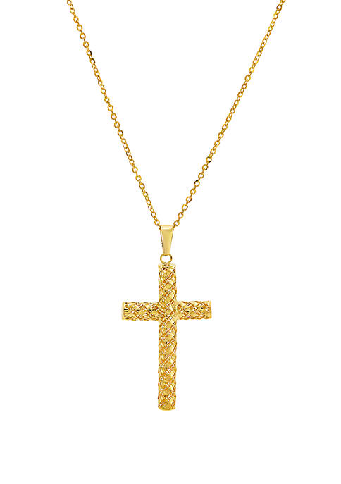 Cross Weave Design Pendant Necklace in 14k Yellow Gold