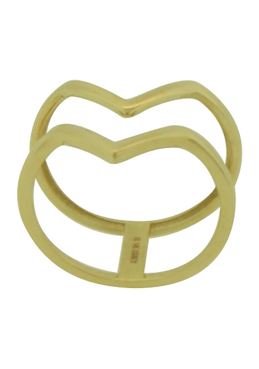 Double V Band in 14K Yellow Gold
