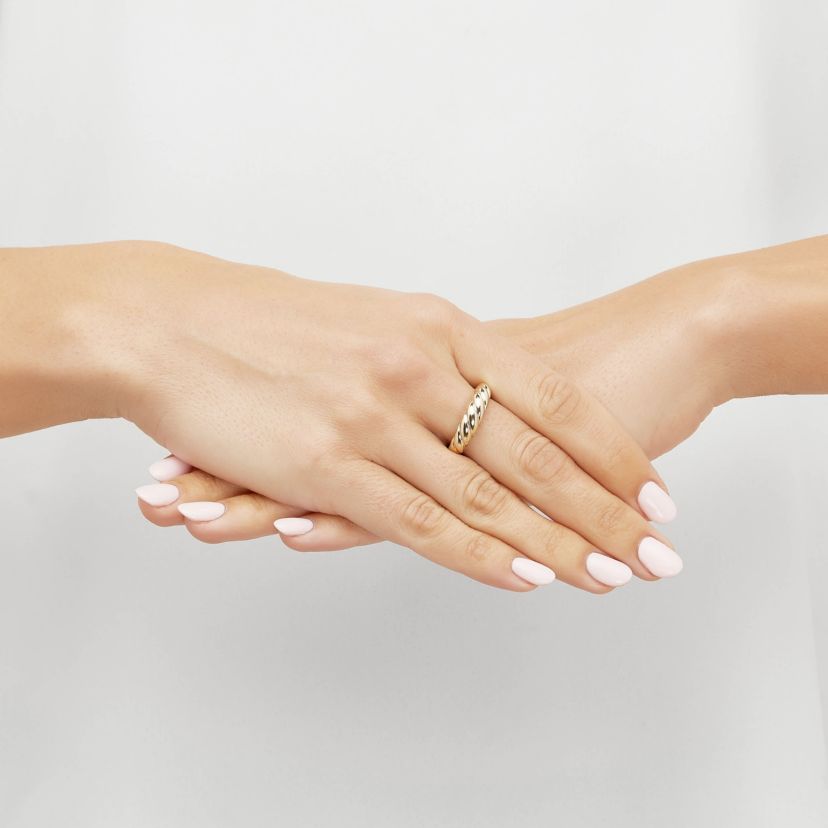14K Yellow Gold Croissant Design Ring