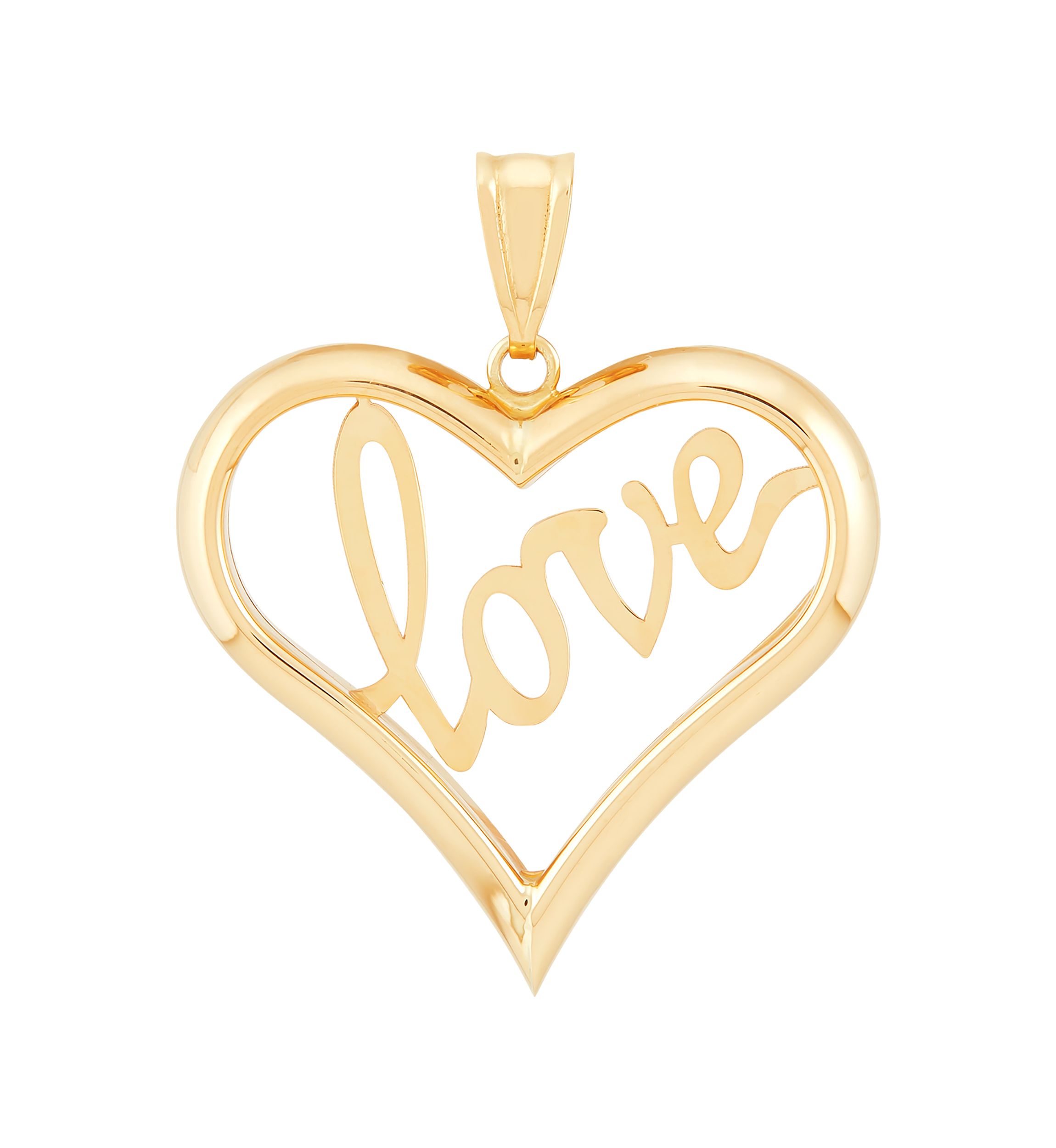 Open Heart Pendant in 14K Yellow Gold