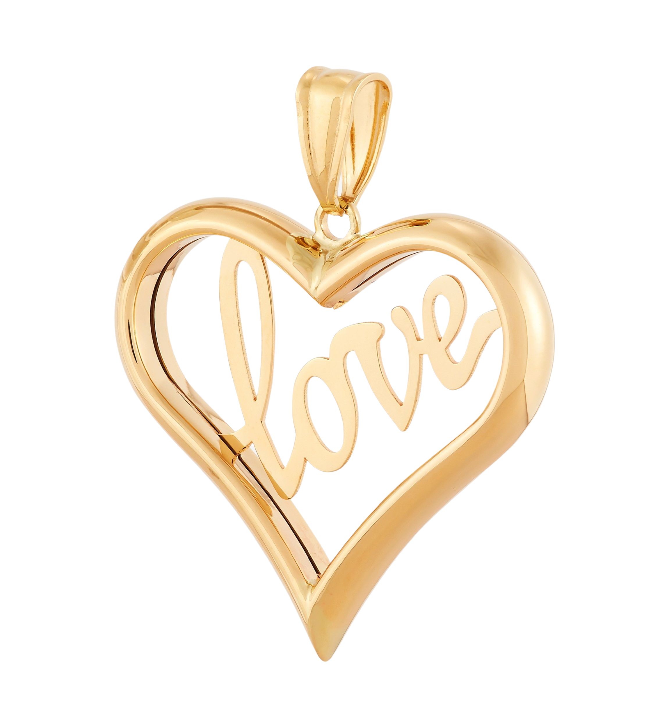Open Heart Pendant in 14K Yellow Gold
