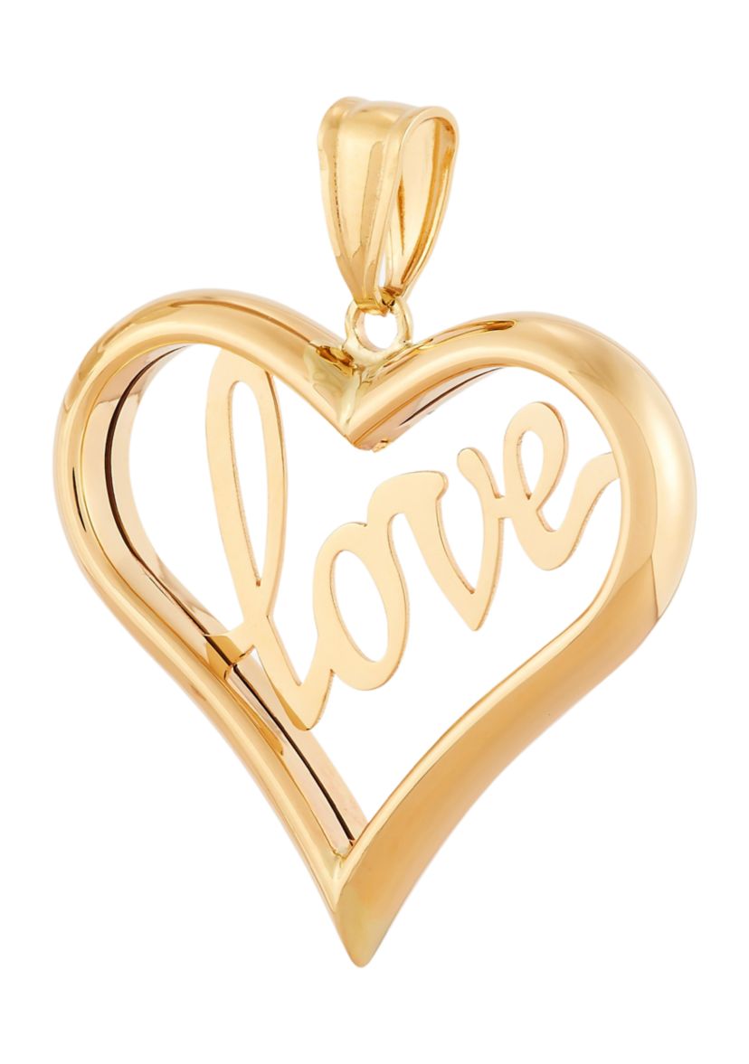Open Heart Pendant in 14K Yellow Gold