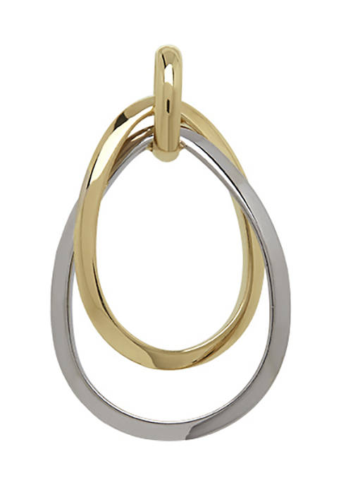 Double Oval Tube Pendant Necklace in 14K Two-Tone Gold 
