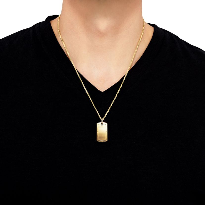 14K Yellow Gold Dog Tag Pendant