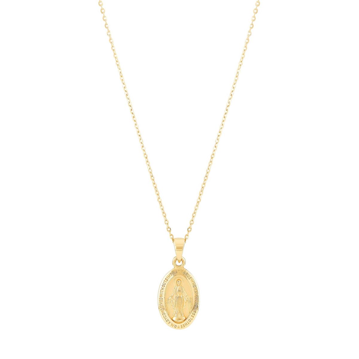 14K Yellow Gold Medal Pendant Necklace