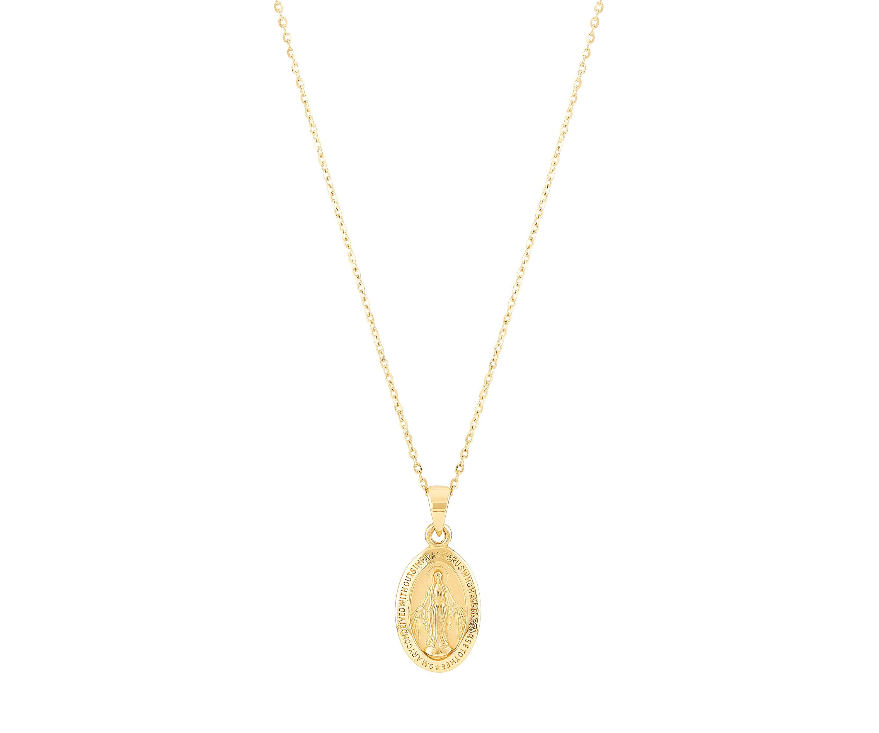 14K Yellow Gold Medal Pendant Necklace