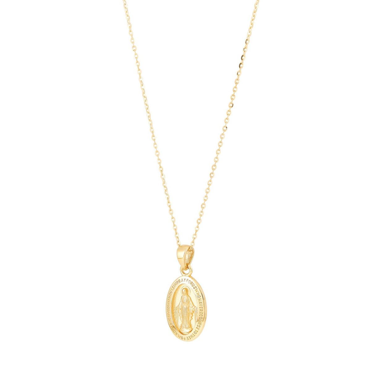 14K Yellow Gold Medal Pendant Necklace