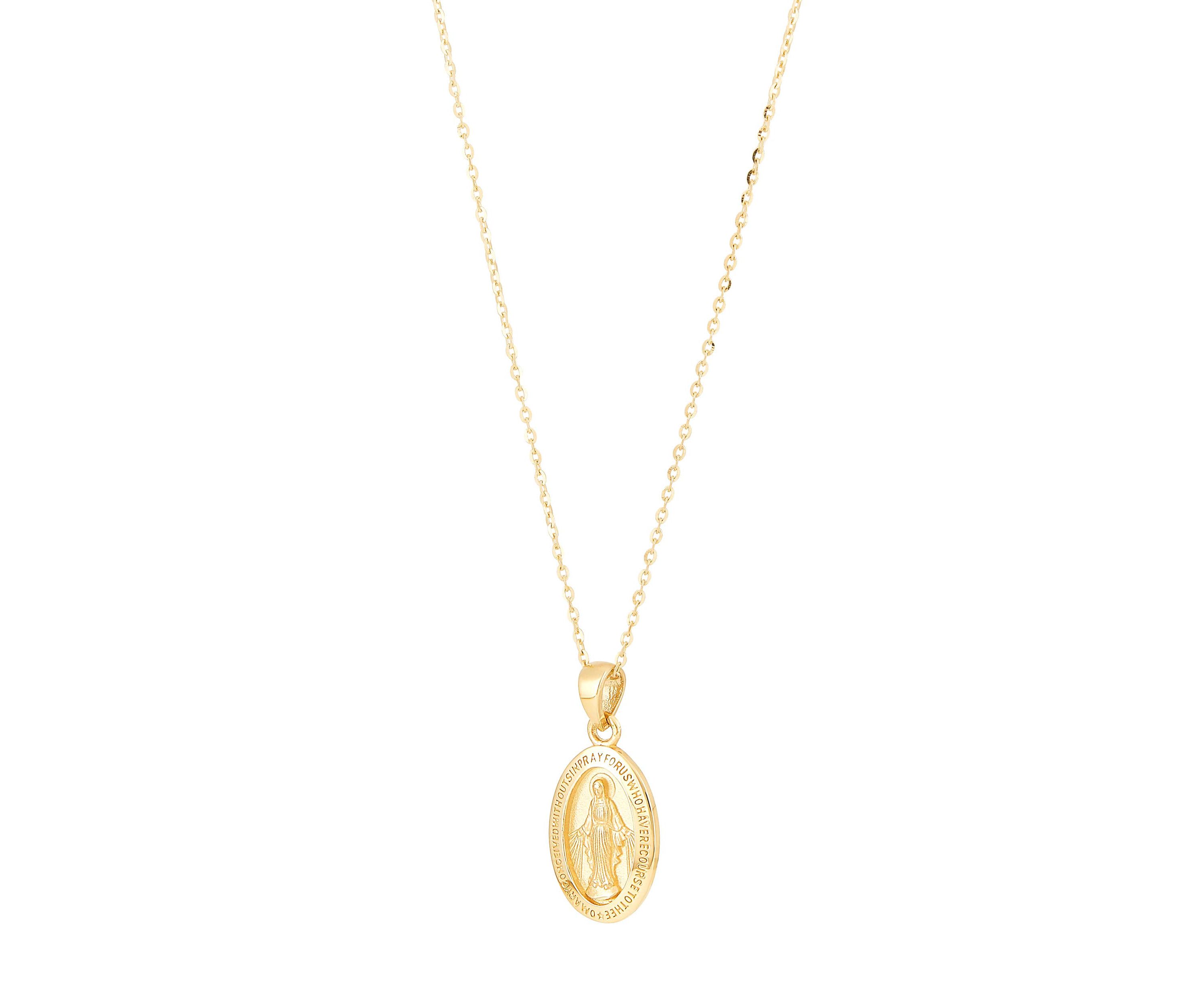 14K Yellow Gold Medal Pendant Necklace