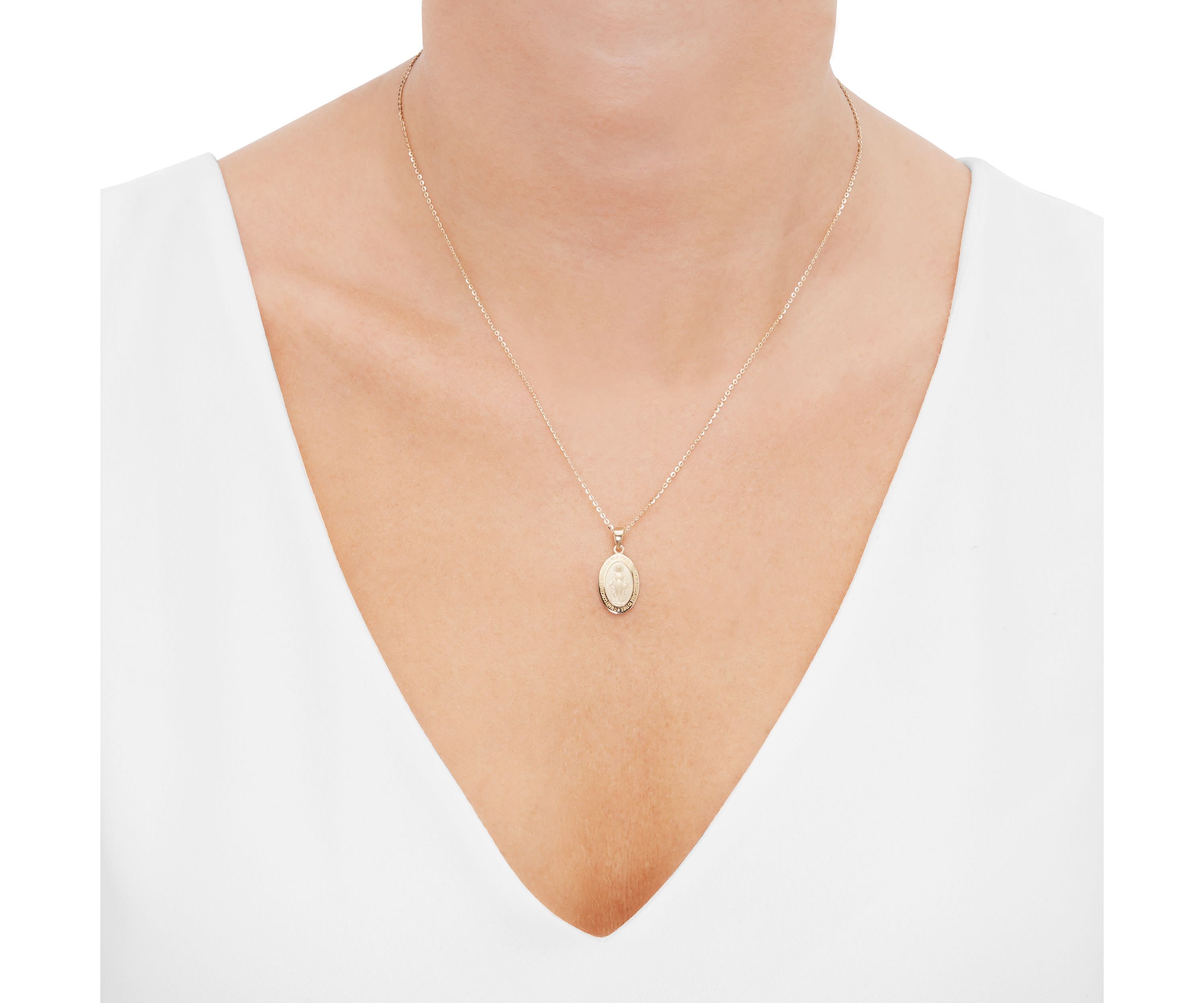 14K Yellow Gold Medal Pendant Necklace