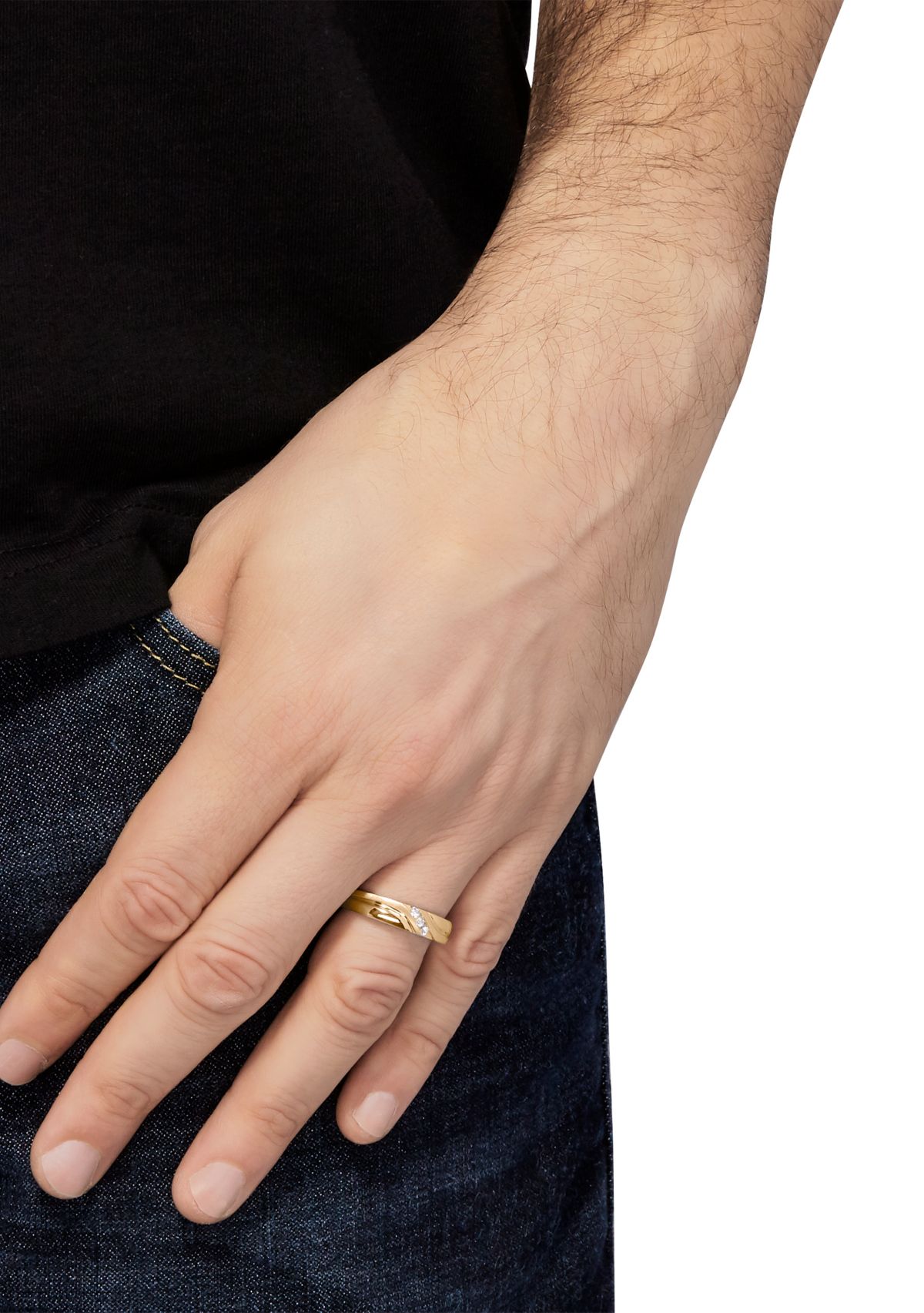 Mens 0.06 ct. t.w. Diamond Ring in 10k Yellow Gold