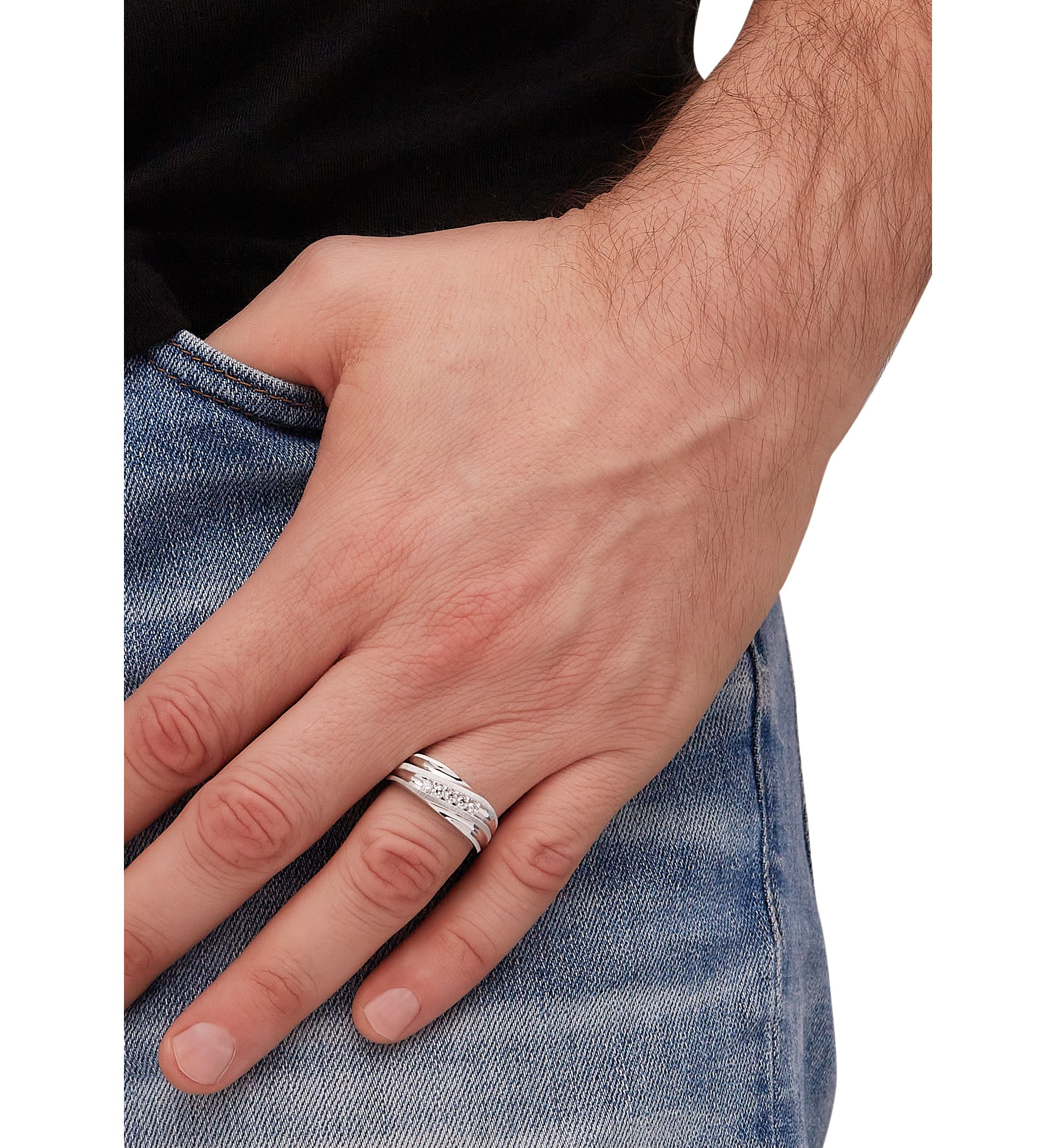 Mens 1/4 ct. t.w. Diamond Ring in 10K White Gold