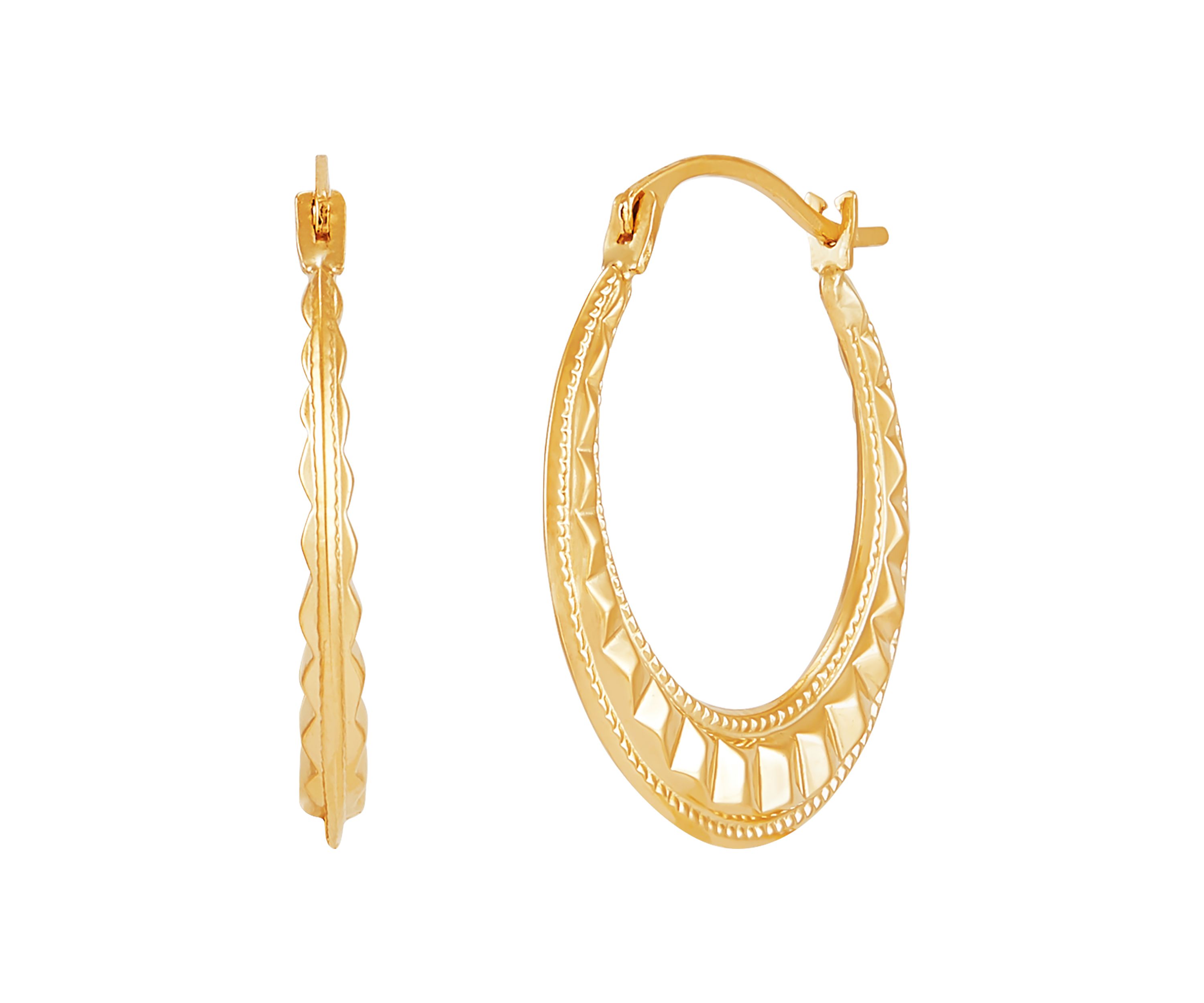 Fancy Hoop Earrings in 14K Yellow Gold