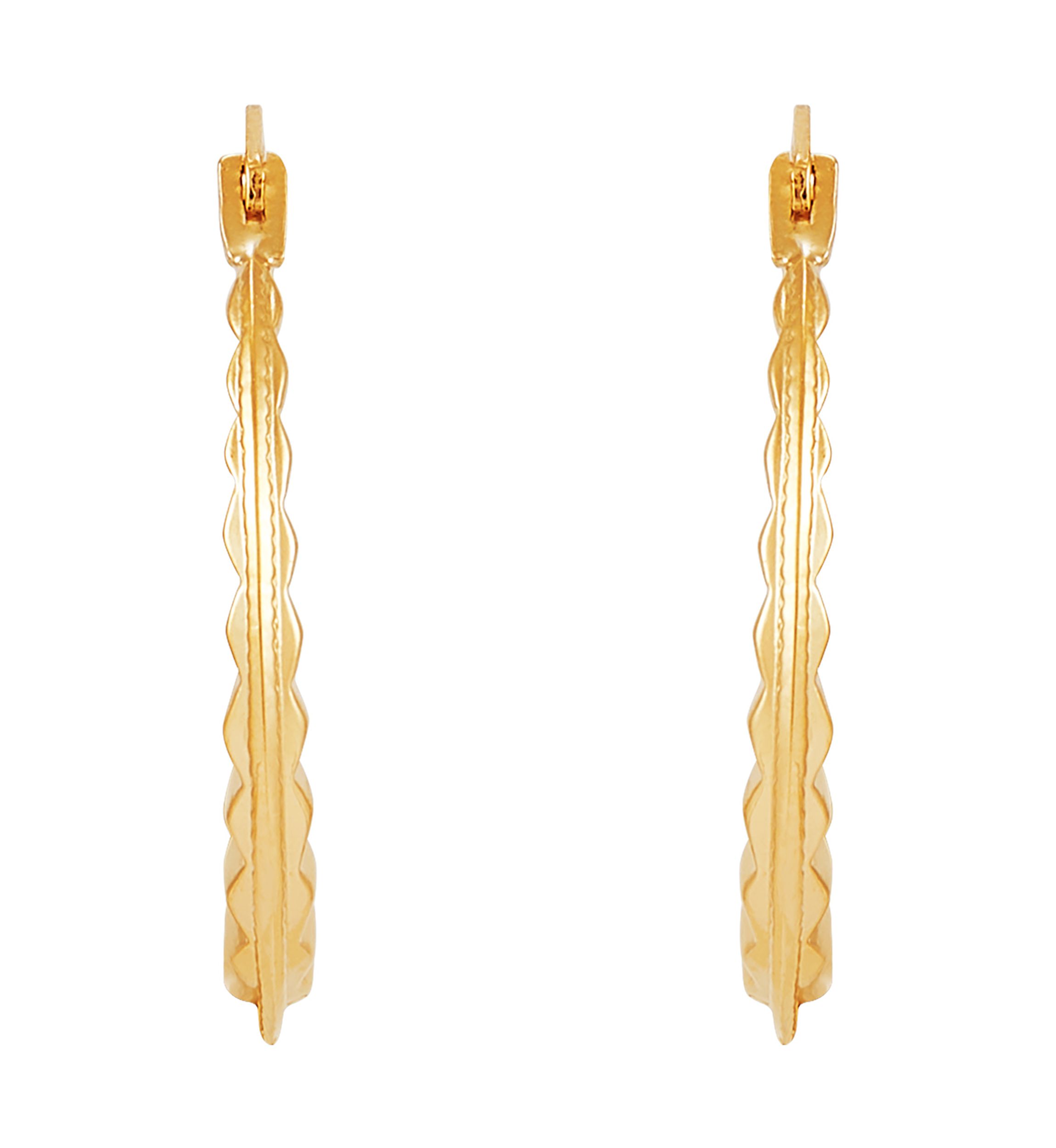 Fancy Hoop Earrings in 14K Yellow Gold