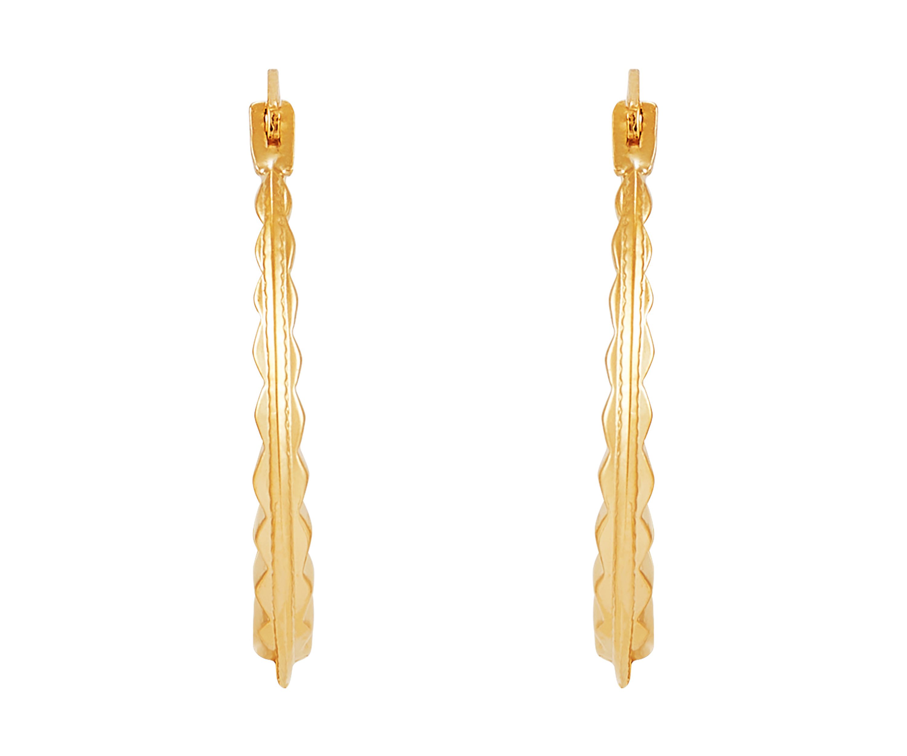 Fancy Hoop Earrings in 14K Yellow Gold