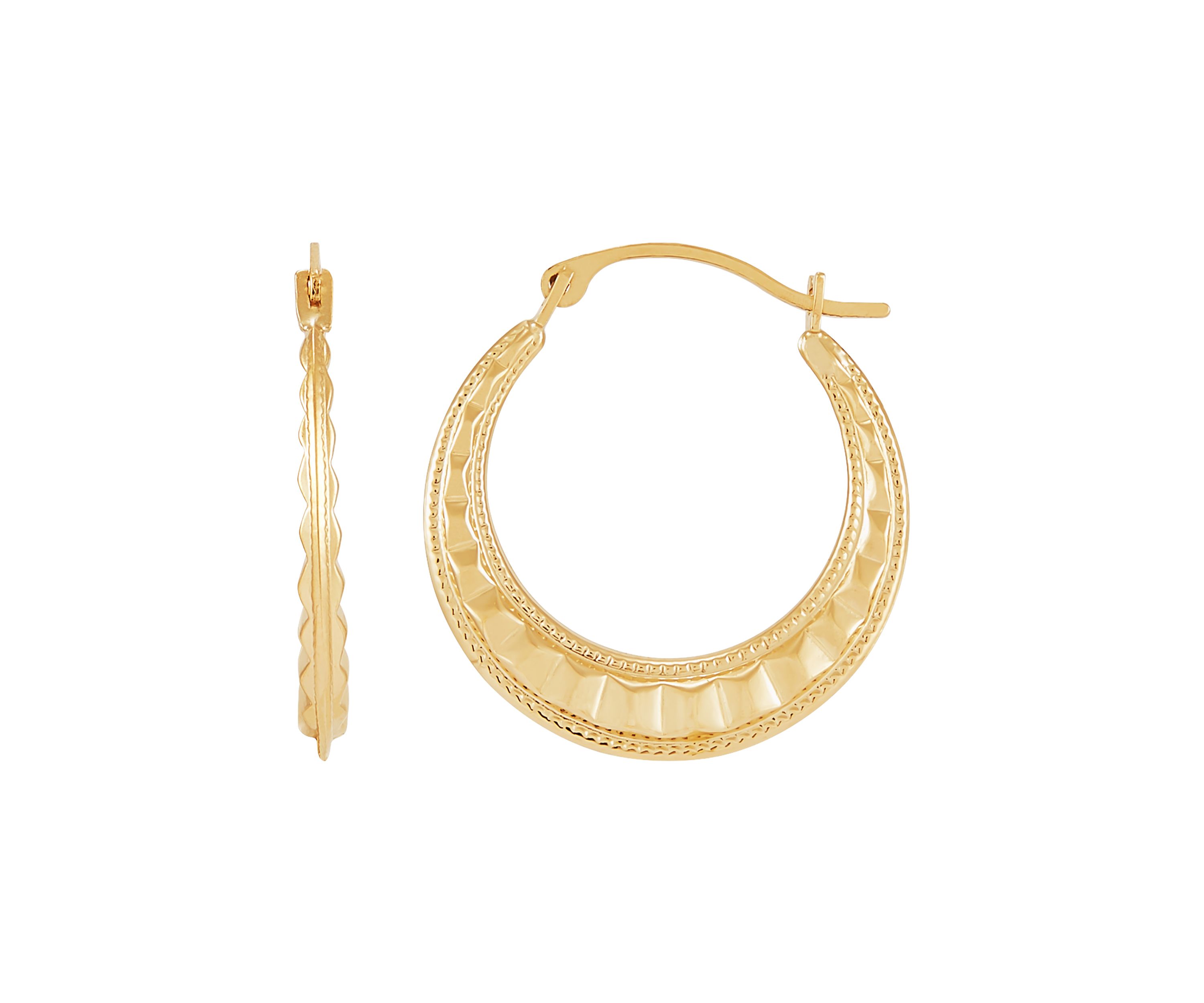 Fancy Hoop Earrings in 14K Yellow Gold