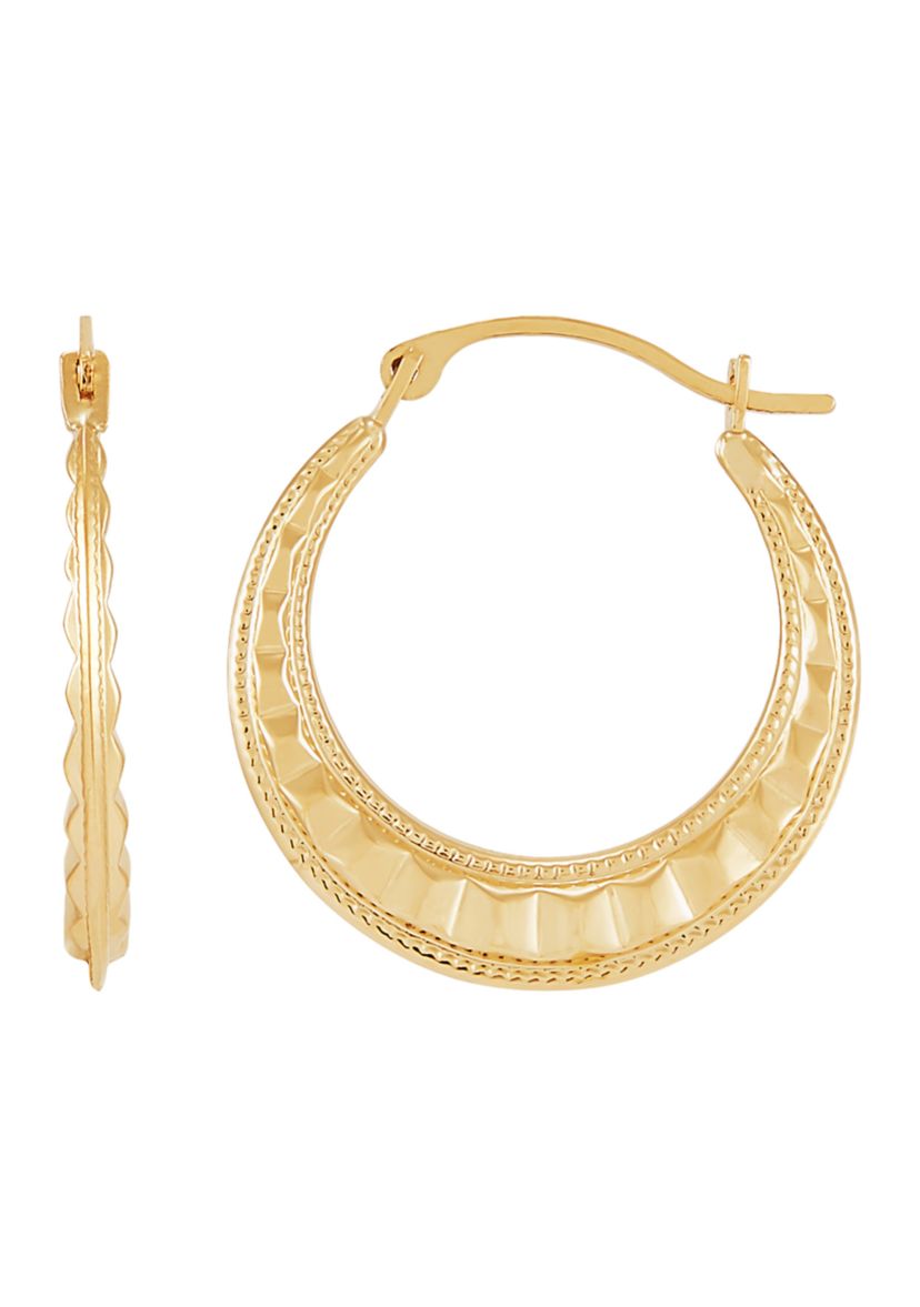 Fancy Hoop Earrings in 14K Yellow Gold