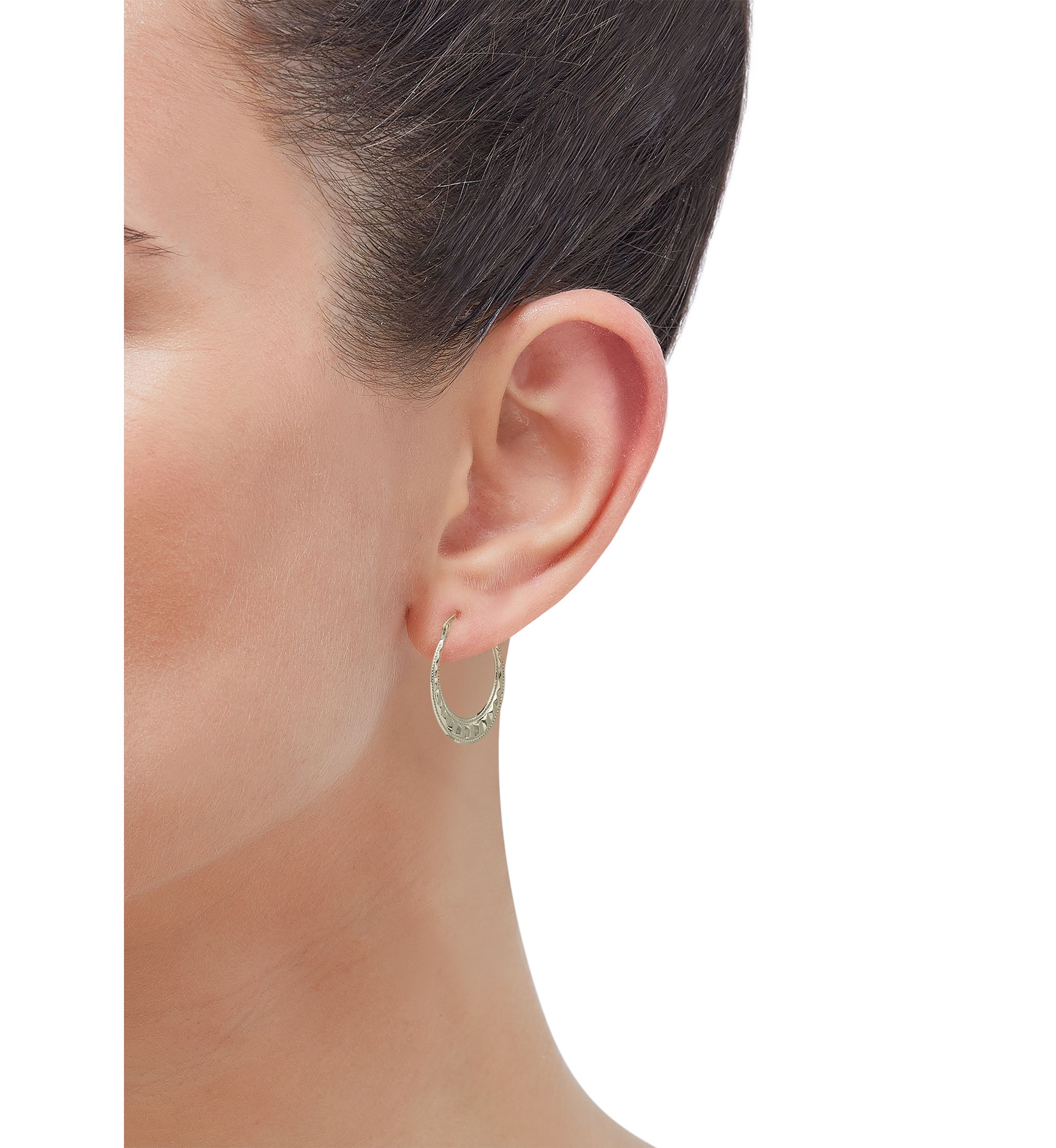 Fancy Hoop Earrings in 14K Yellow Gold