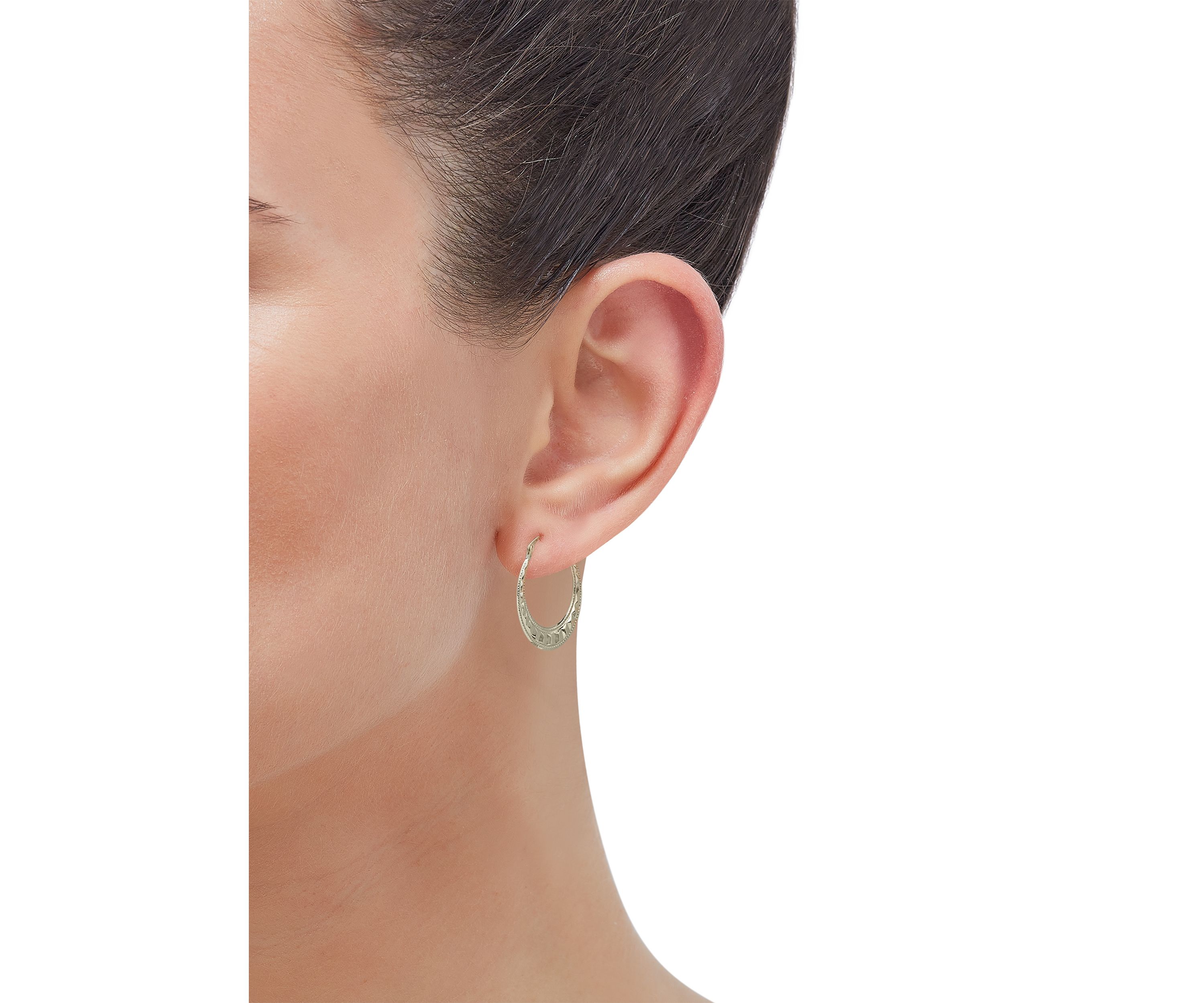 Fancy Hoop Earrings in 14K Yellow Gold