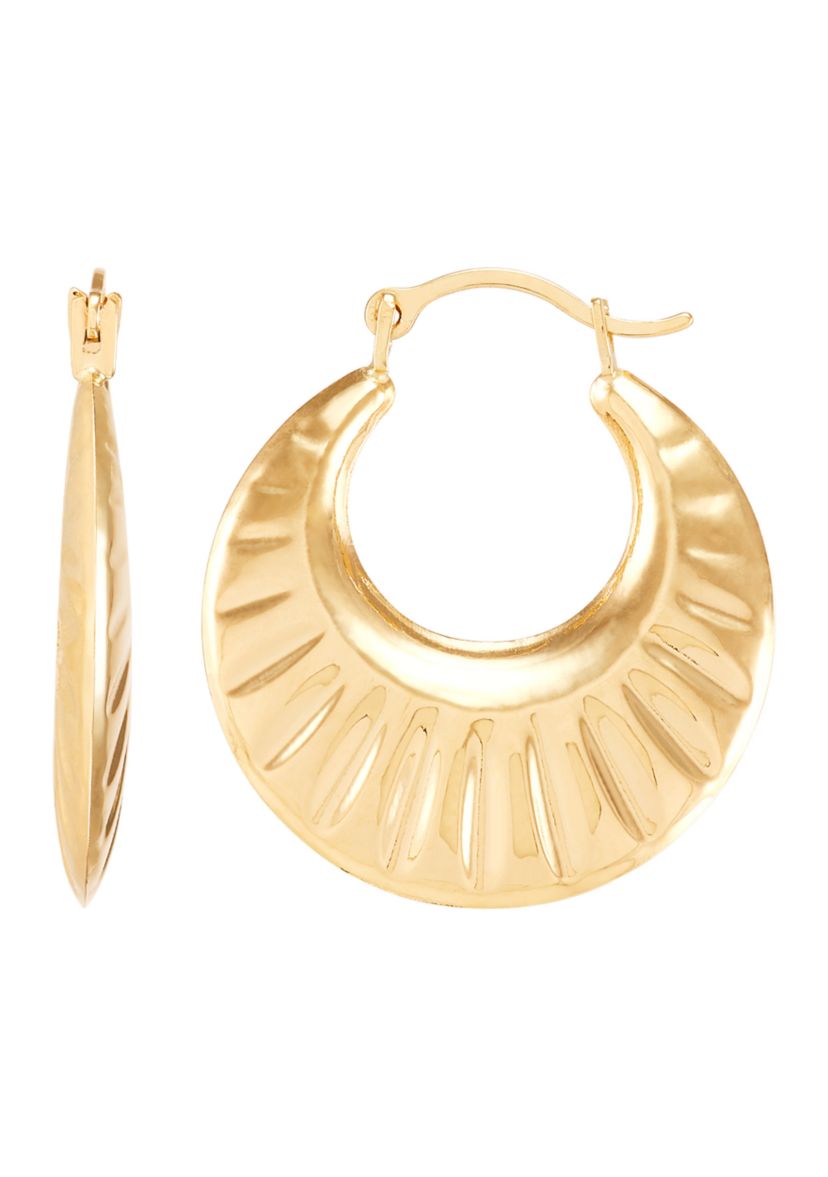Ribbed Hoop Earrings in 14K Yellow Gold