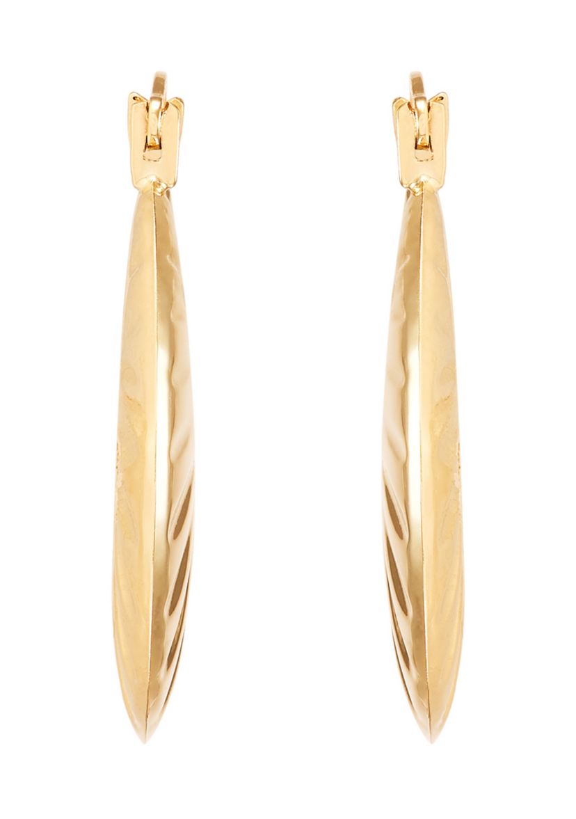 Ribbed Hoop Earrings in 14K Yellow Gold