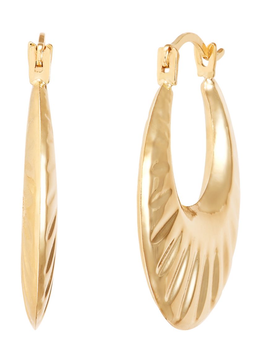 Ribbed Hoop Earrings in 14K Yellow Gold