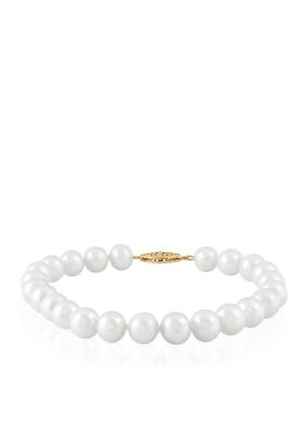 Belk & Co Freshwater Pearl Bracelet in 14k Yellow Gold