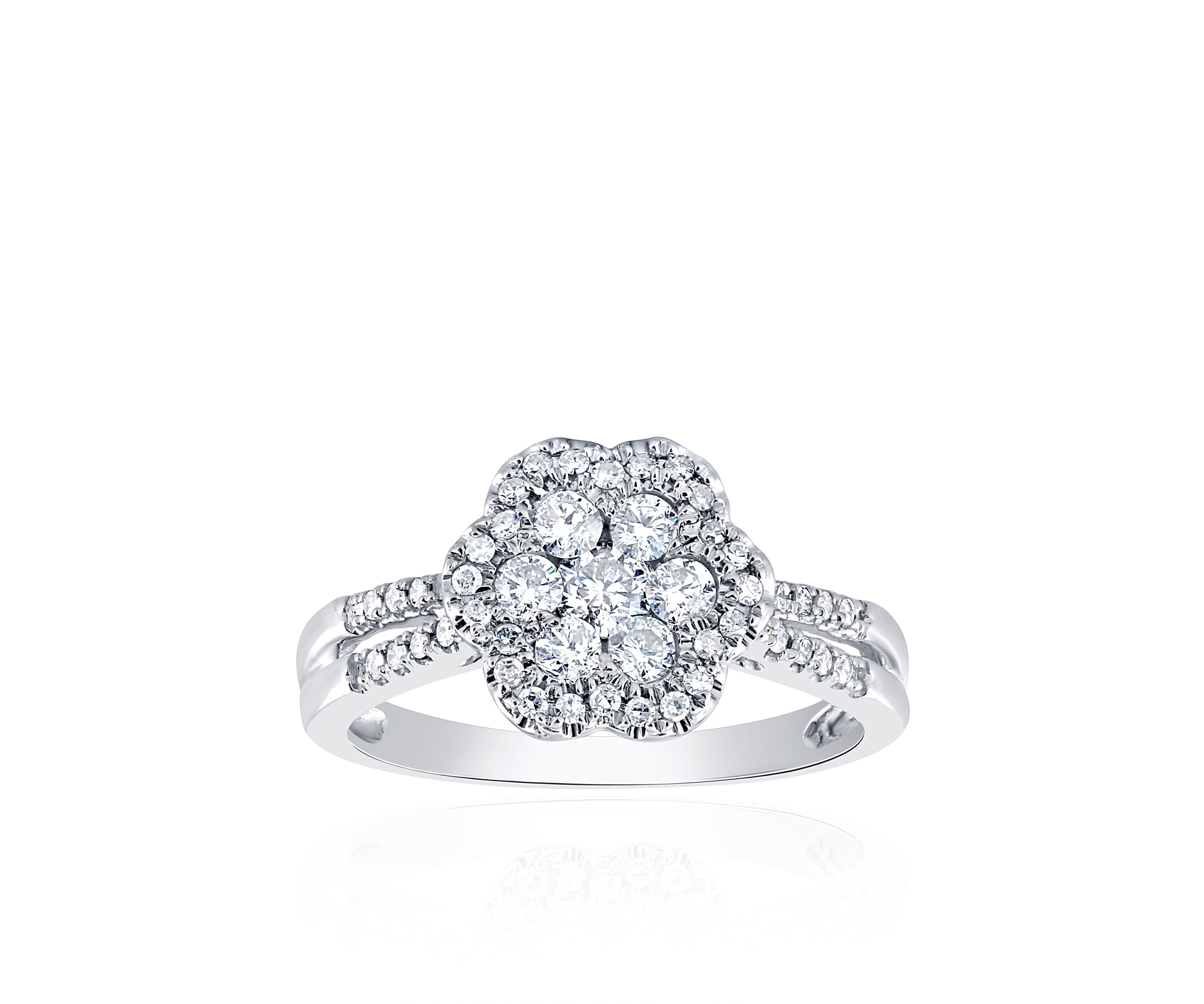 5/8 ct. t.w. Diamond Cluster Flower Ring in 10k White Gold