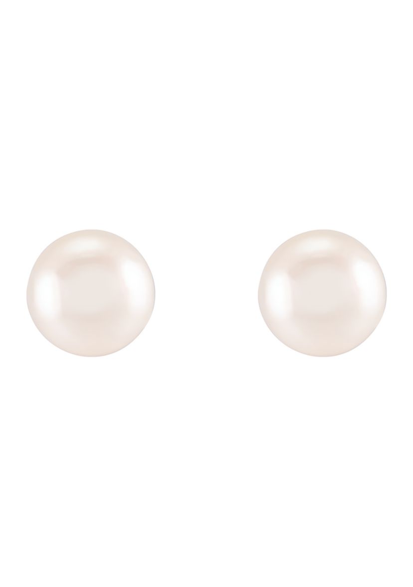 6-6.5 Millimeter White Pearl Stud Earrings in 10K Yellow Gold