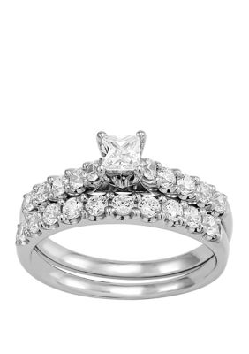 Belk & Co My Forever 1 Ct. T.w. Round Diamond Bridal Ring Set In 14K White Gold