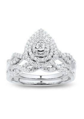 Belk & Co. 1/2 ct. t.w. Diamond Bridal Ring Set in Sterling Silver | belk