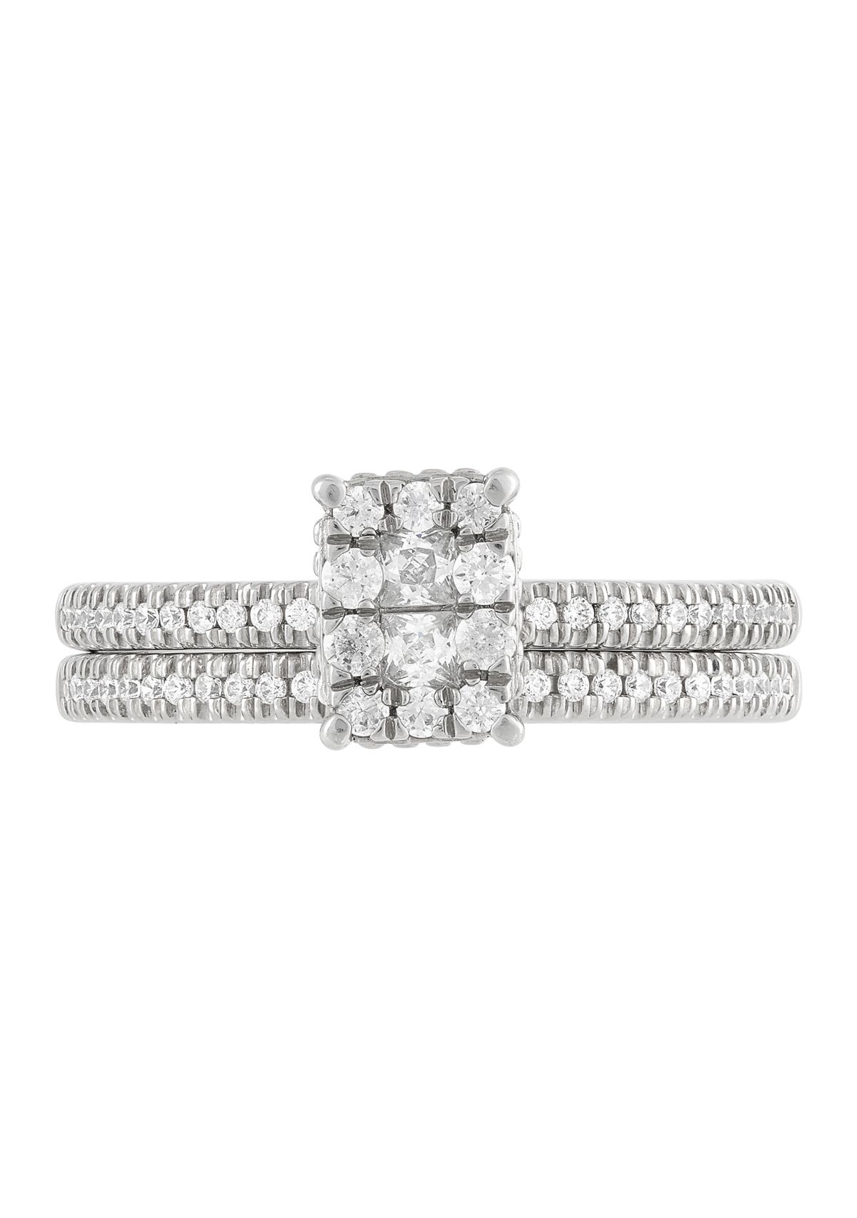 1/2 ct. t.w. Diamond  Princess Bridal Ring Set in 10K White Gold