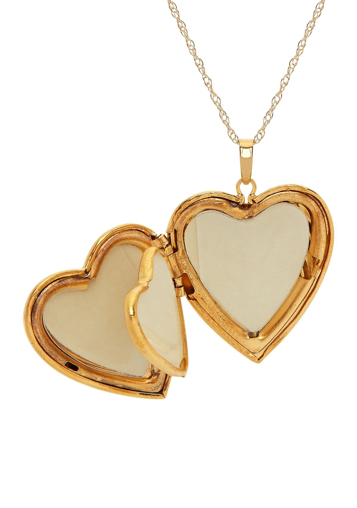Diamond Heart Locket Necklace with 18" Rope Chain in 10K Yellow Gold