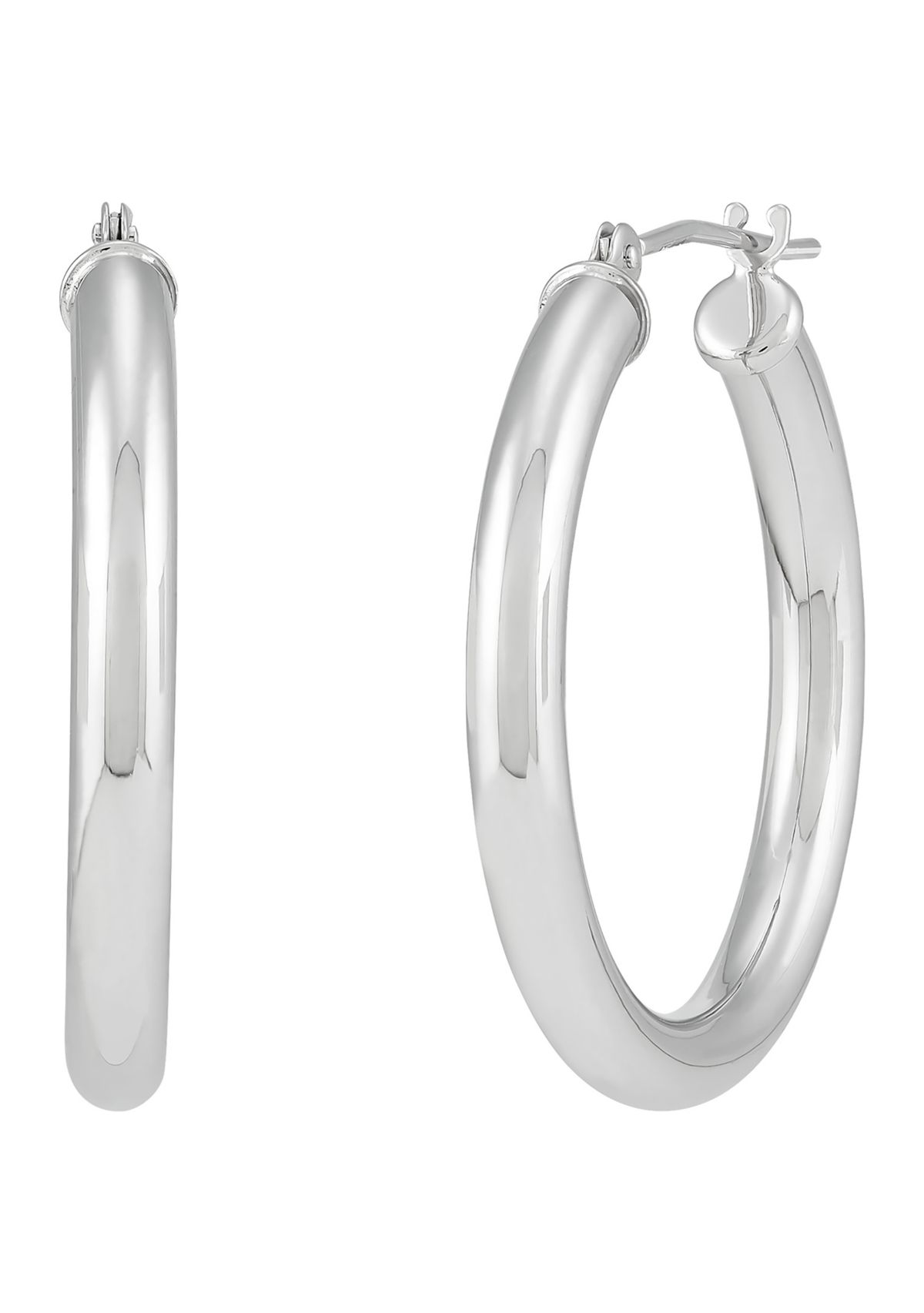 Tube Hoop Earrings in 14K White Gold