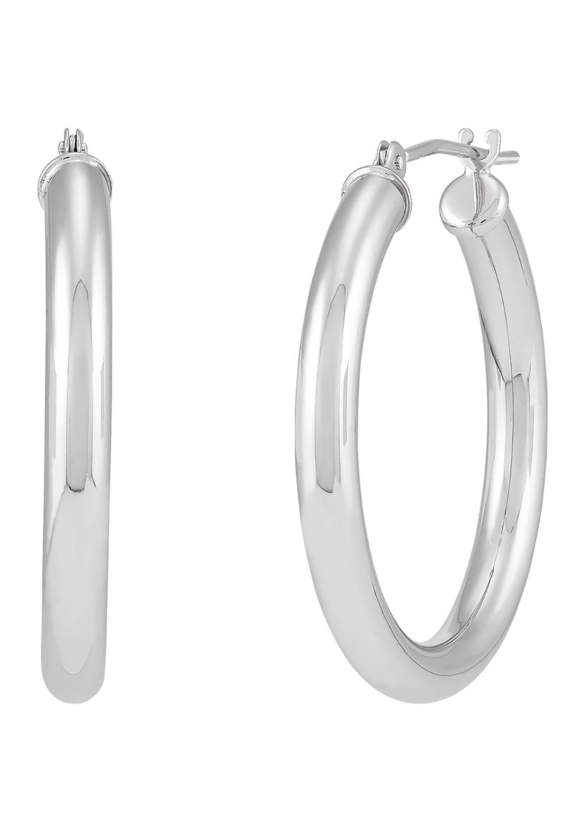 Tube Hoop Earrings in 14K White Gold