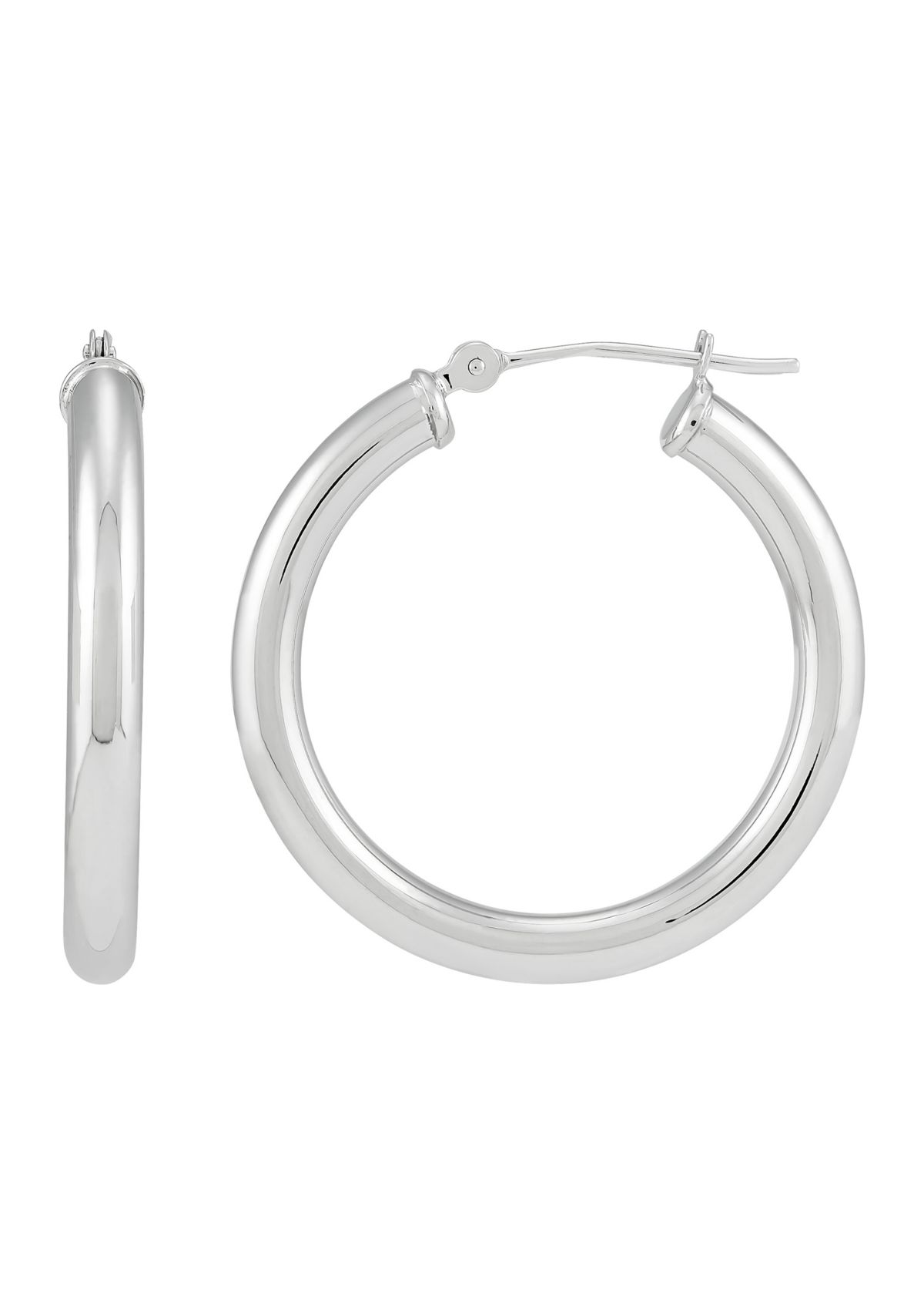 Tube Hoop Earrings in 14K White Gold