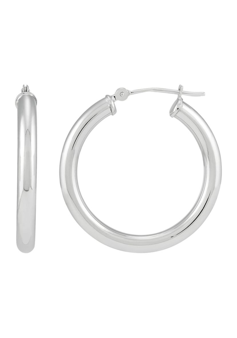 Tube Hoop Earrings in 14K White Gold