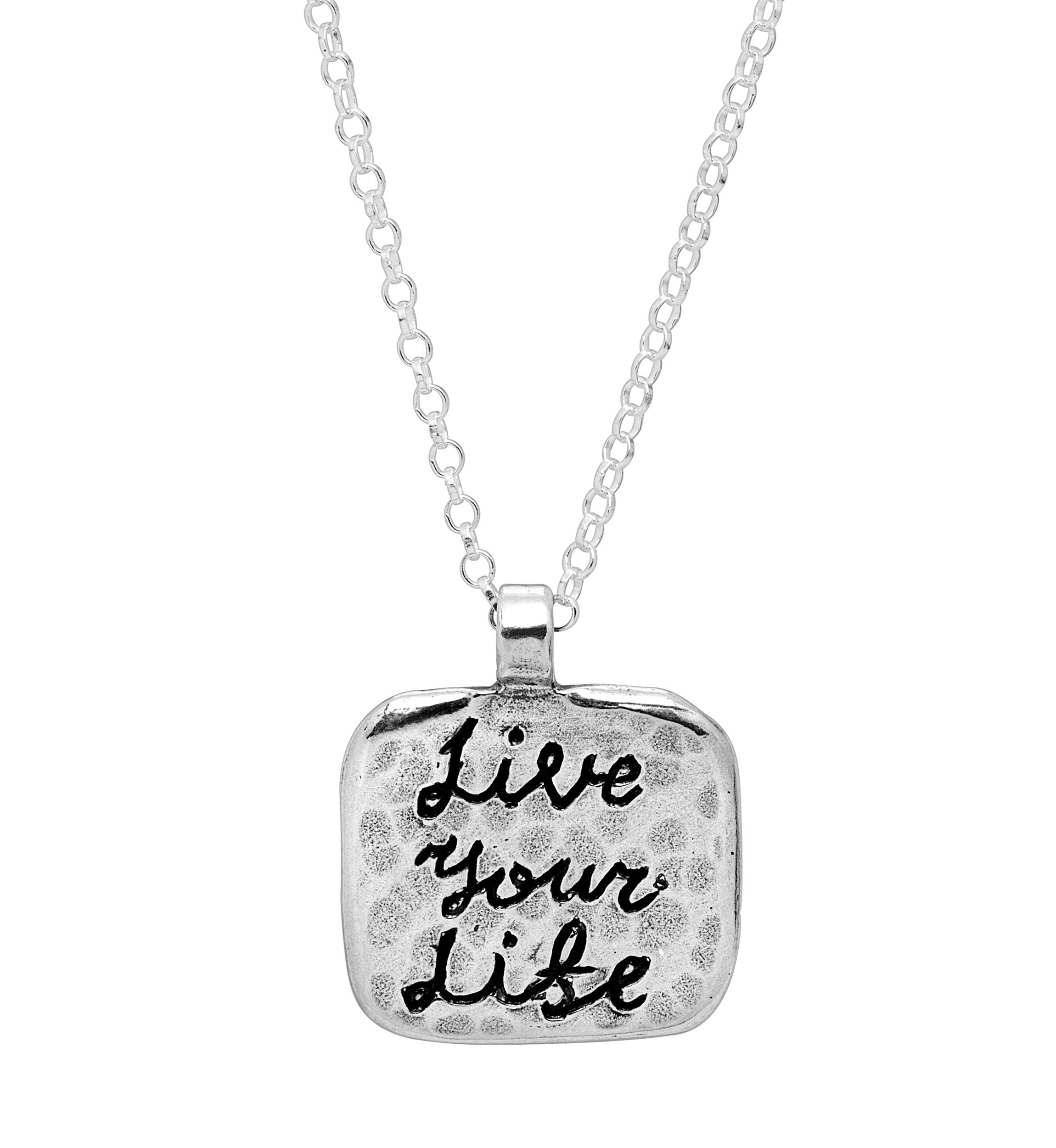 Square Drop Design Pendant Necklace with 20" Chain in Sterling Silver