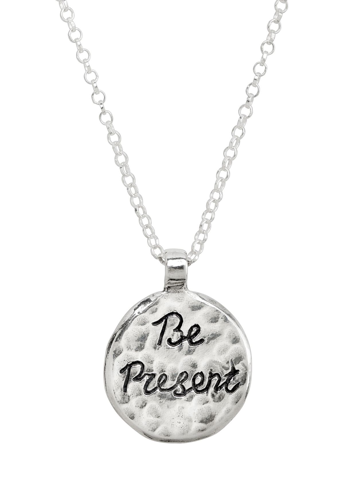 Drop Circle Pendant Necklace with 20" Chain in Sterling Silver