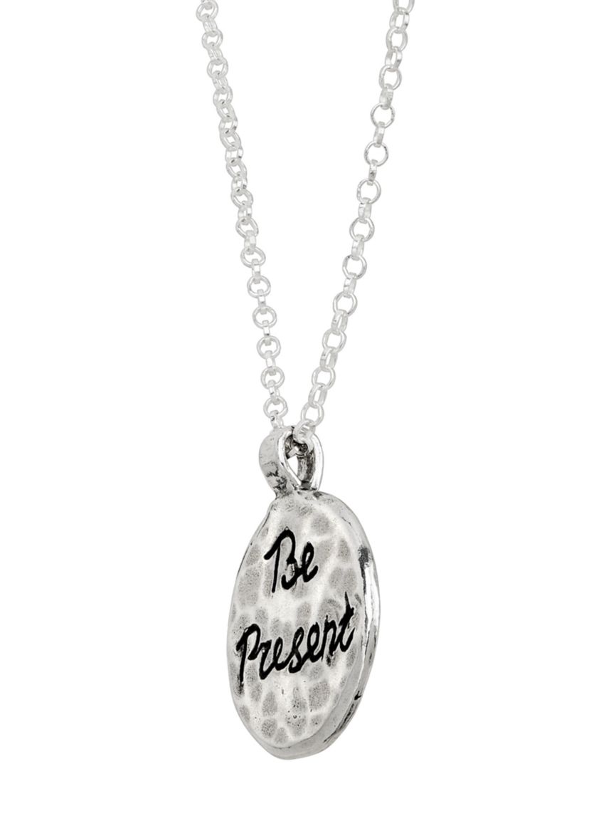Drop Circle Pendant Necklace with 20" Chain in Sterling Silver