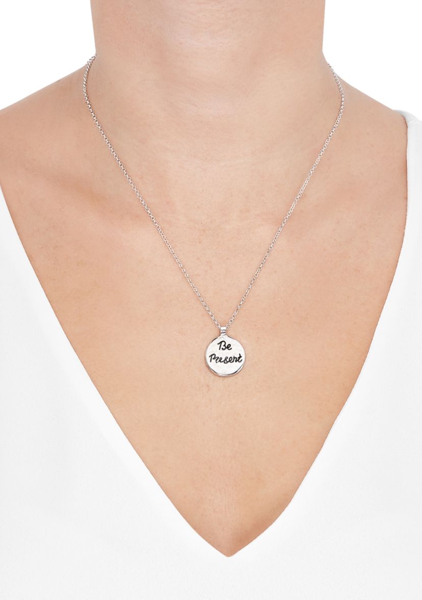 Drop Circle Pendant Necklace with 20" Chain in Sterling Silver