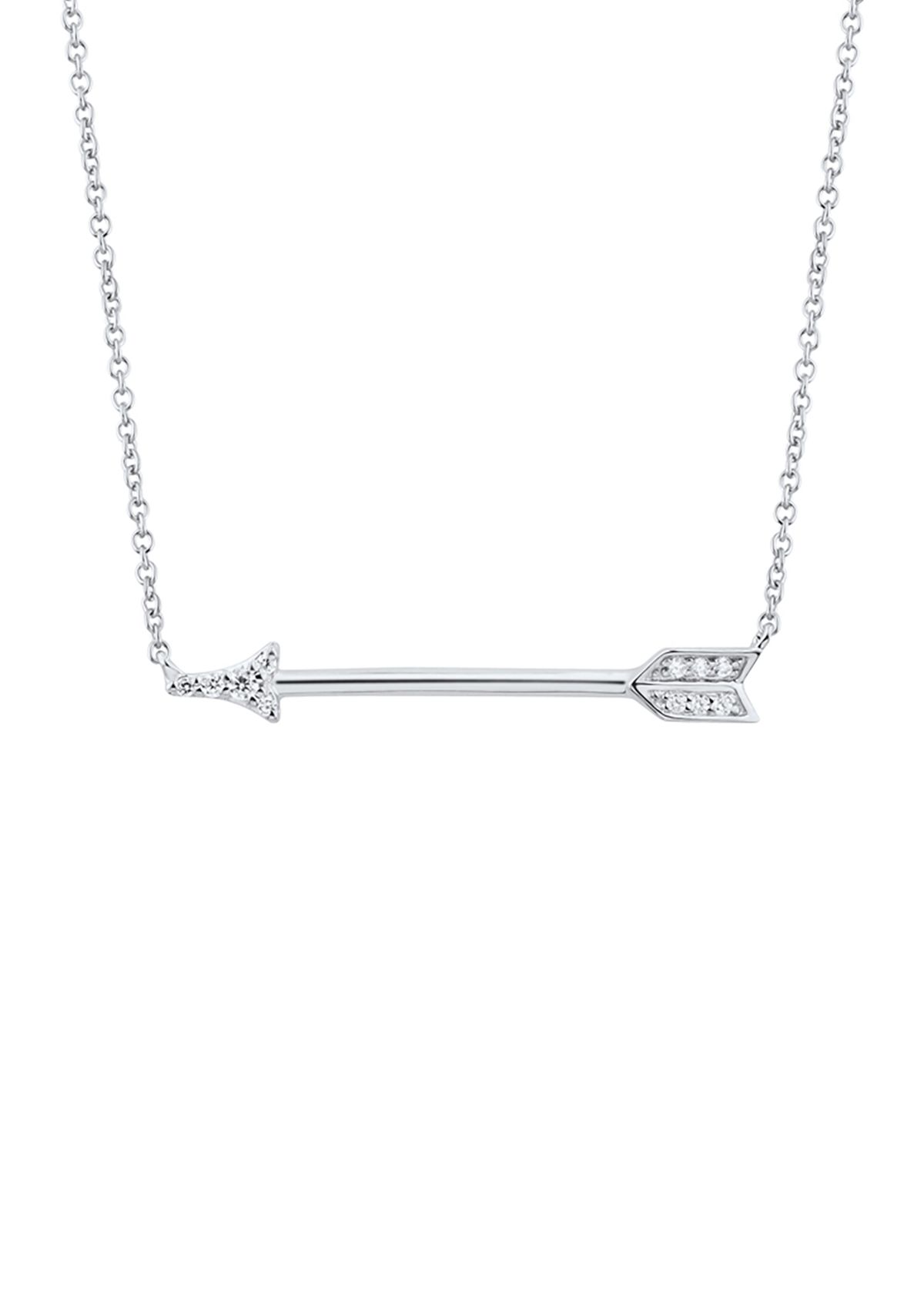1/10 ct. t.w. Diamond Arrow Pendant Necklace in Sterling Silver